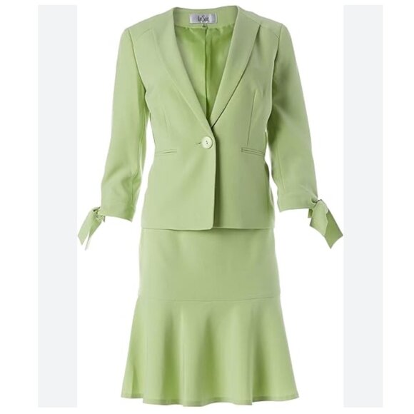 Le Suit Crabapple One-Button Jacket & Skirt Suit Size 14W NEW‎ WITH TAG - Picture 1 of 4